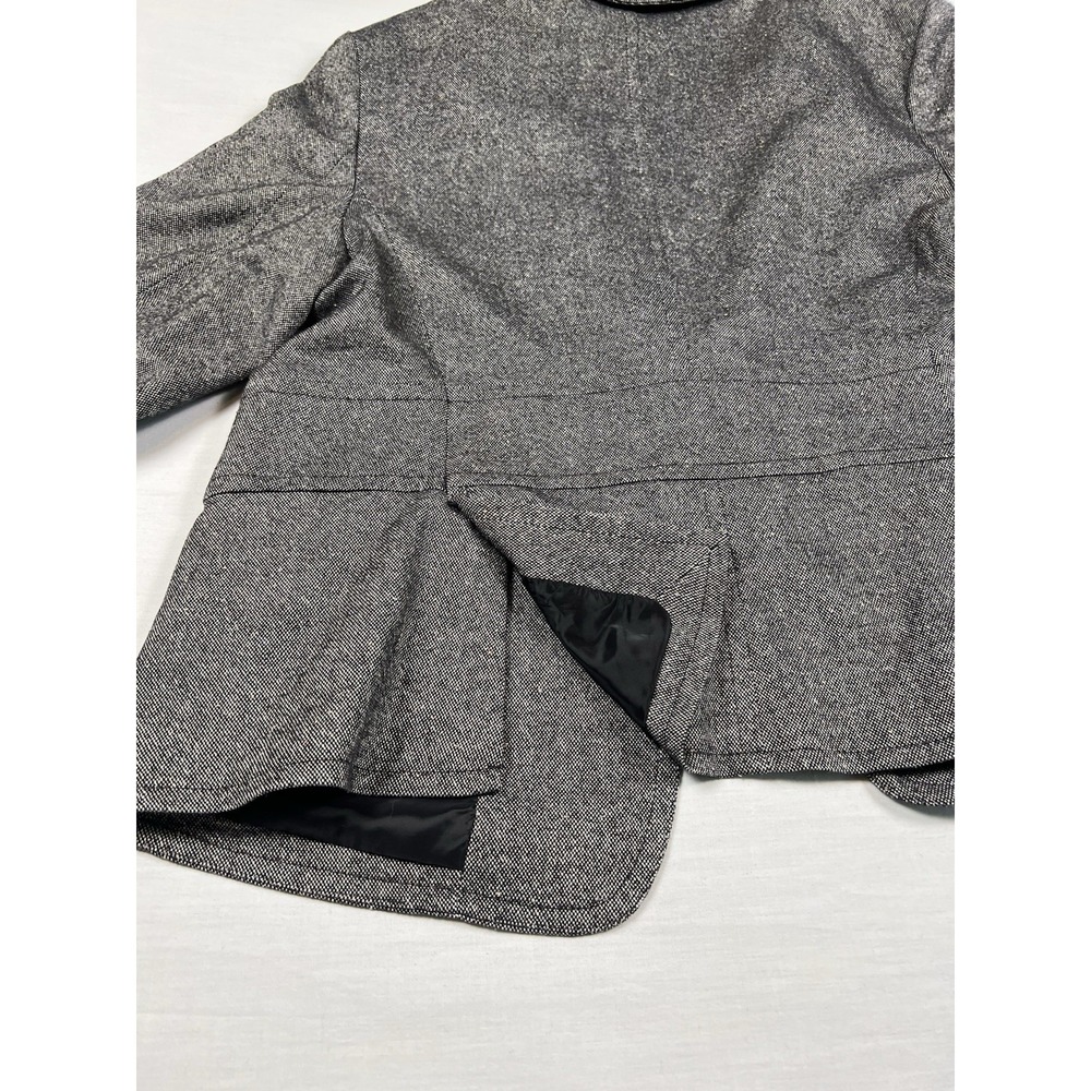 Talbots Blazer Women 16 Gray Wool Silk Blend Tweed Two Button Academia Jacket - Picture 9 of 16